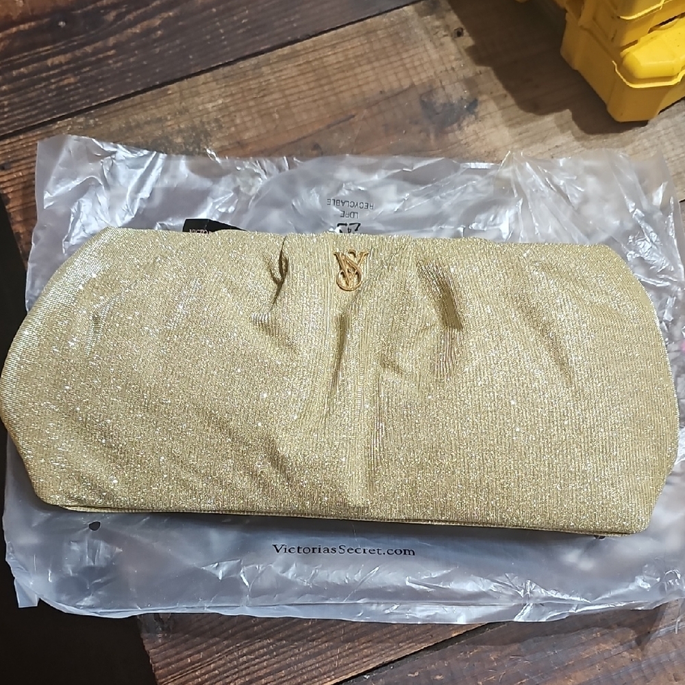 Victoria's Secret Shimmering Gold Cosmetic Bag